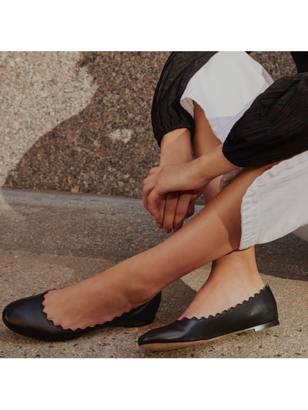 Chloe Scalloped Ballet Flats Size 38